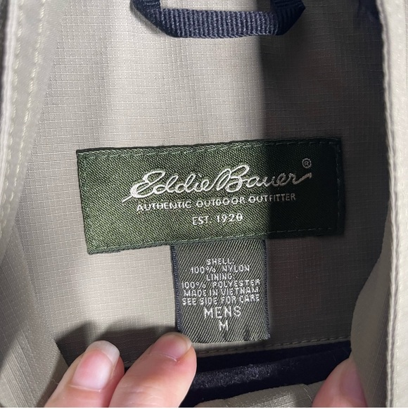 Eddie Bauer Men’s Medium Green/ Tan Fleece Lined Jacket Active Hiking Gorpcore - Picture 14 of 16